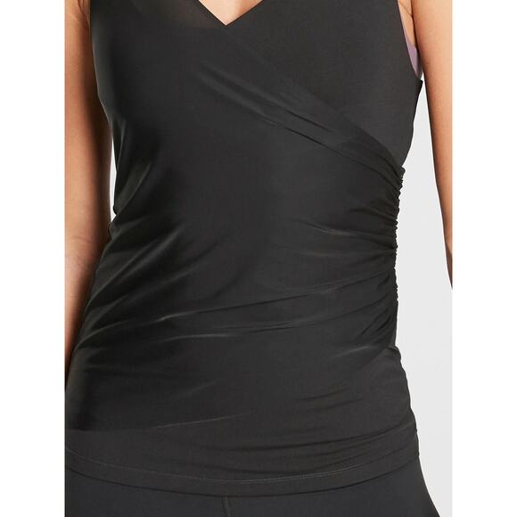 NWT Athleta Lotus Ruched Tank Top Black Stretch Wrap Fitted Compression Medium - Picture 4 of 11